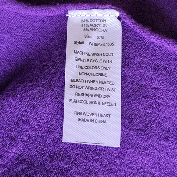Woven Heart Purple poncho sweater scowl neck size SM - Picture 3 of 6